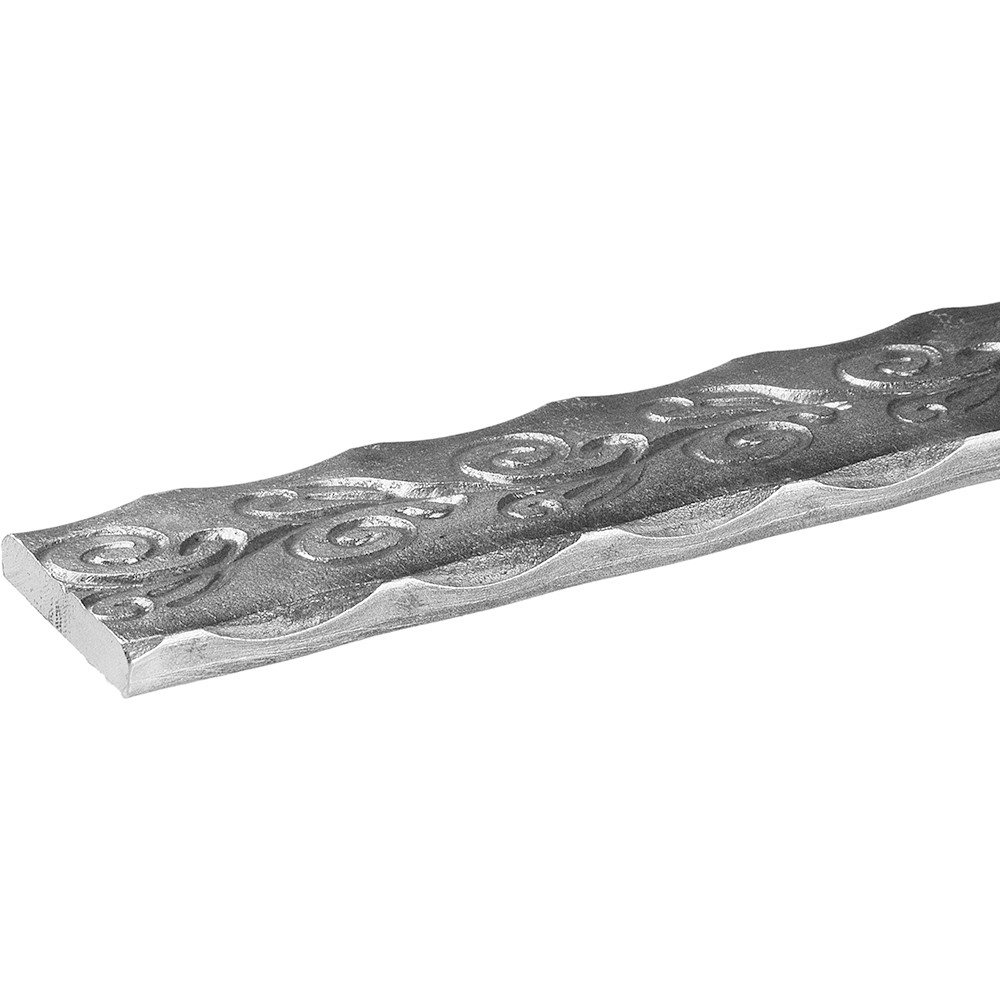 41 x 8mm x 3000mm Steel Decorative Bar Embossed one side - Hammered two edges