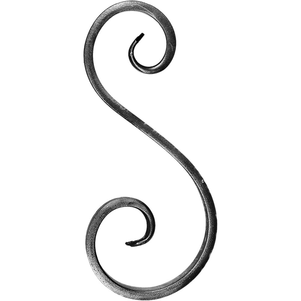 S Scroll - Height 200 x Width 100mm Smooth - 20 x 8mm Flat Bar - F H Brundle