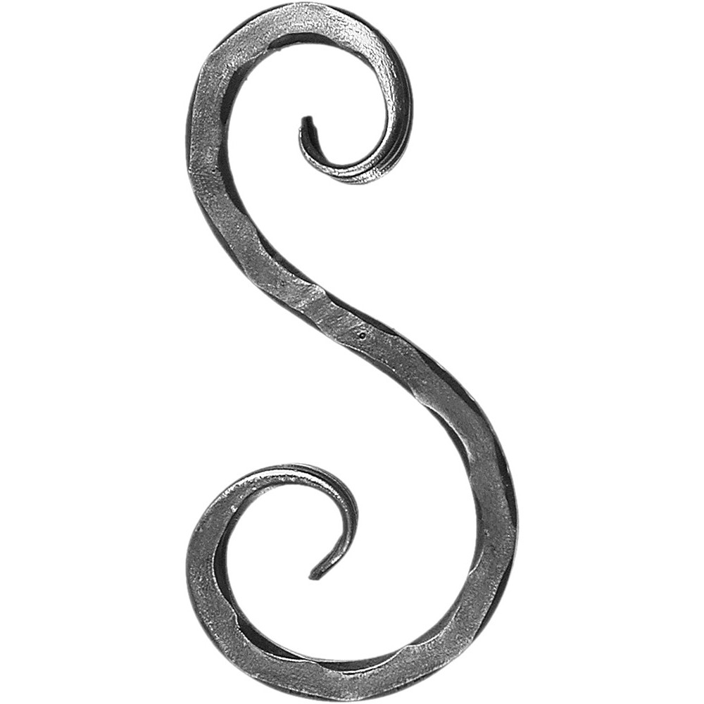 S Scroll Hammered Square Bar- Height 200 x Length 100mm Hammered - 12mm Square Bar