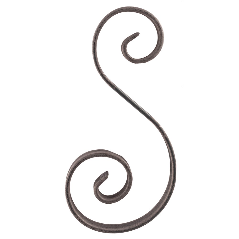 H: 220 x W: 110mm Smooth Steel S Scroll Using 16 x 4mm Flat Bar