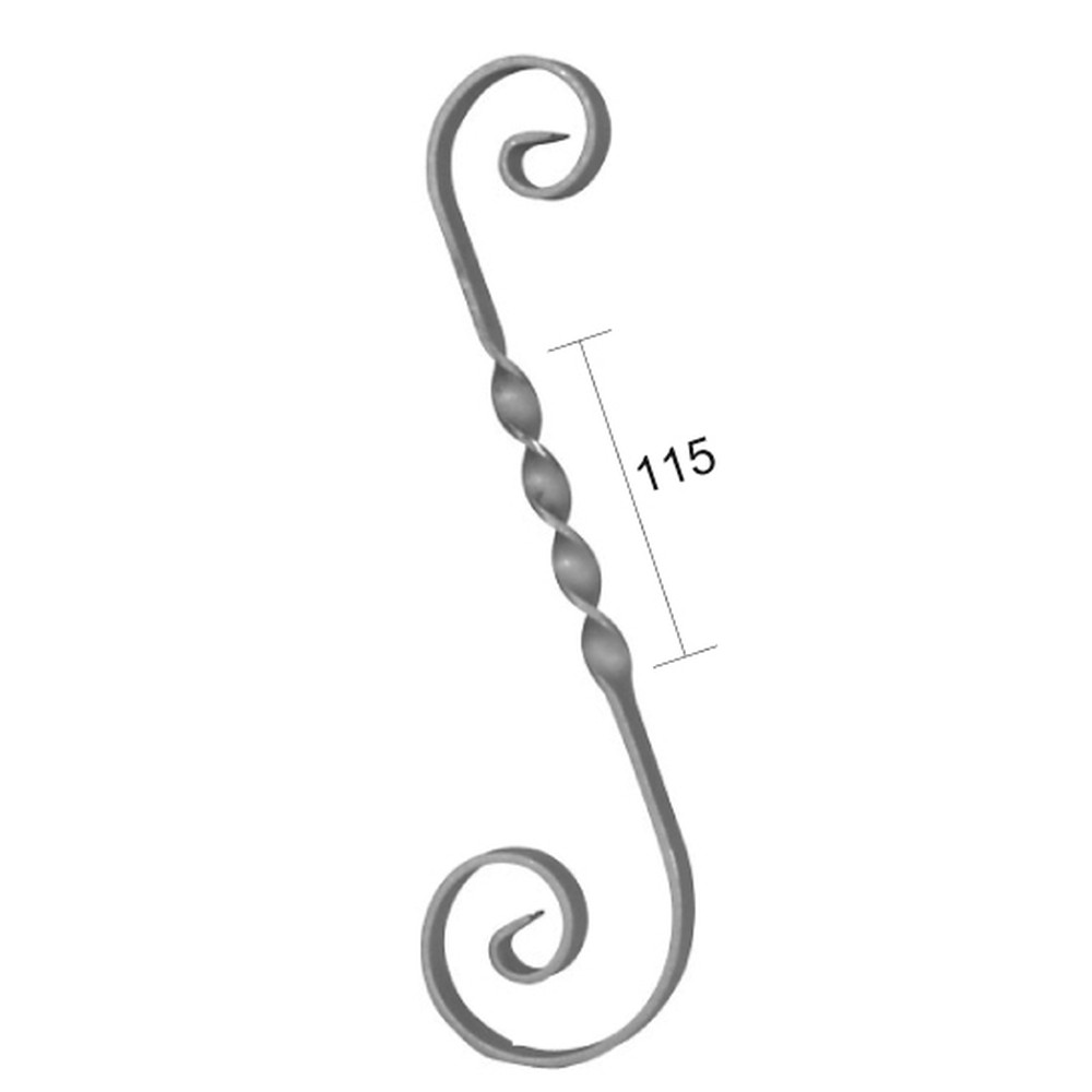 H: 350 x W: 100mm Smooth Steel S Scroll Using 12 x 6mm Flat Bar