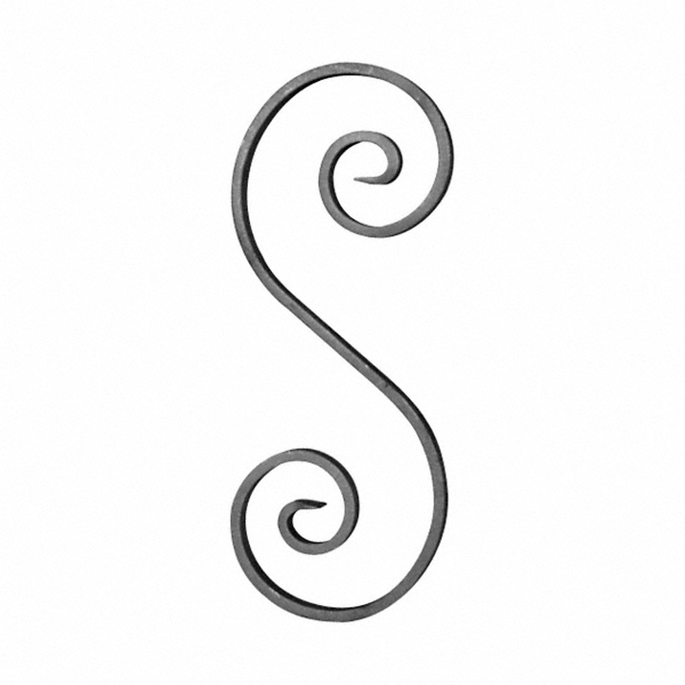 H: 290 x W: 120mm Smooth Steel S Scroll Using 12 x 6mm Flat Bar
