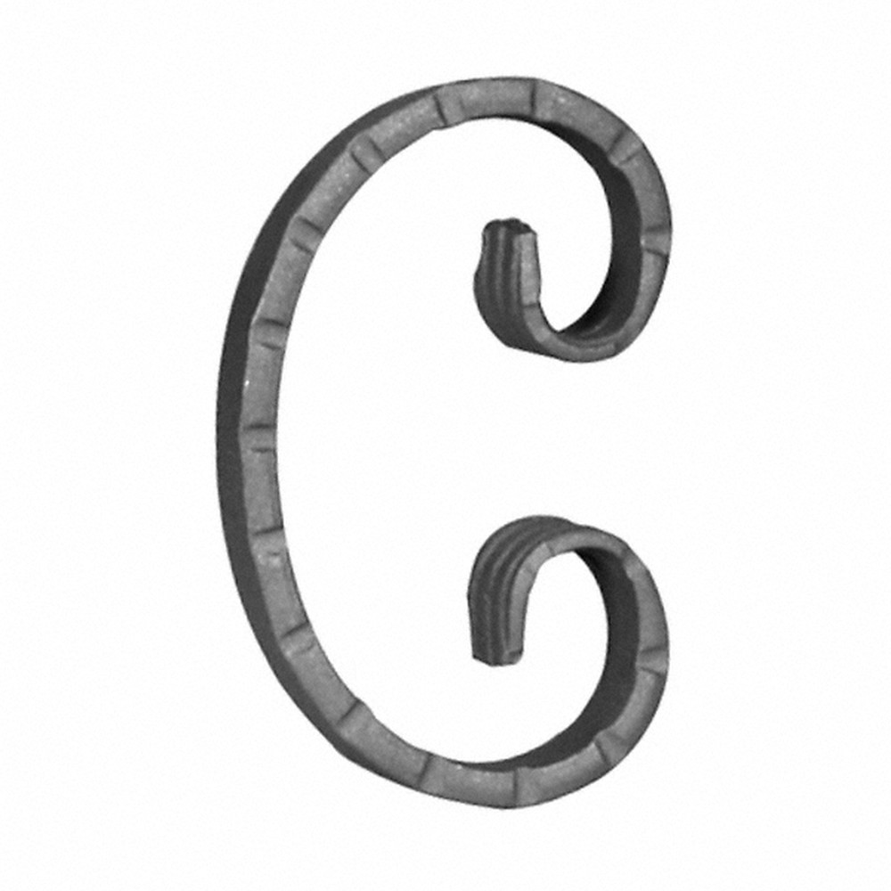 H: 115 x W: 75mm Textured Steel C Scroll Using 12 x 6mm Flat Bar