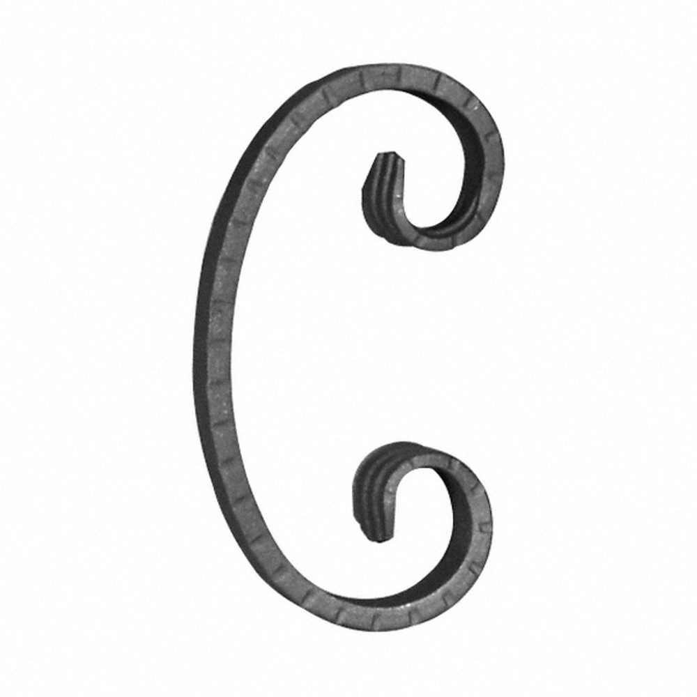 H: 135 x W: 70mm Textured Steel C Scroll Using 12 x 6mm Flat Bar