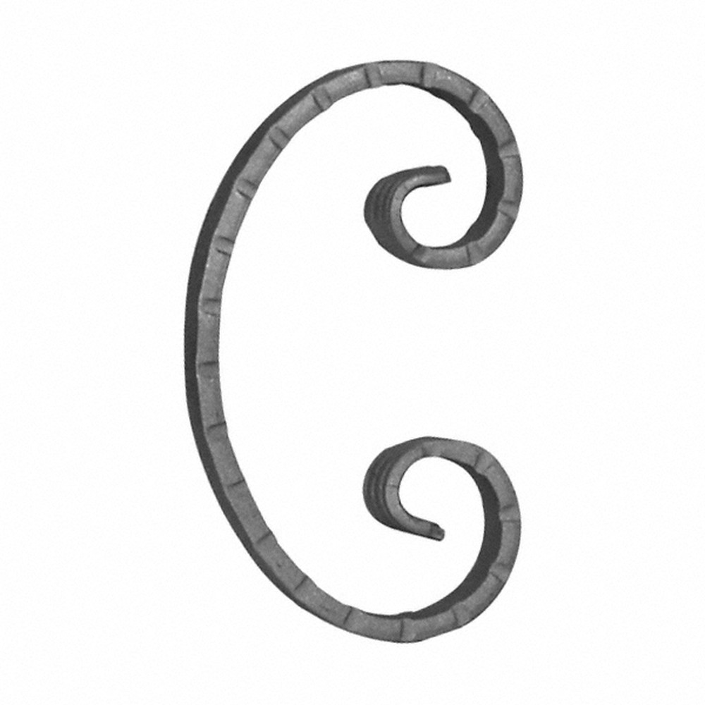 H: 150 x W: 90mm Textured Steel C Scroll Using 14 x 6mm Flat Bar