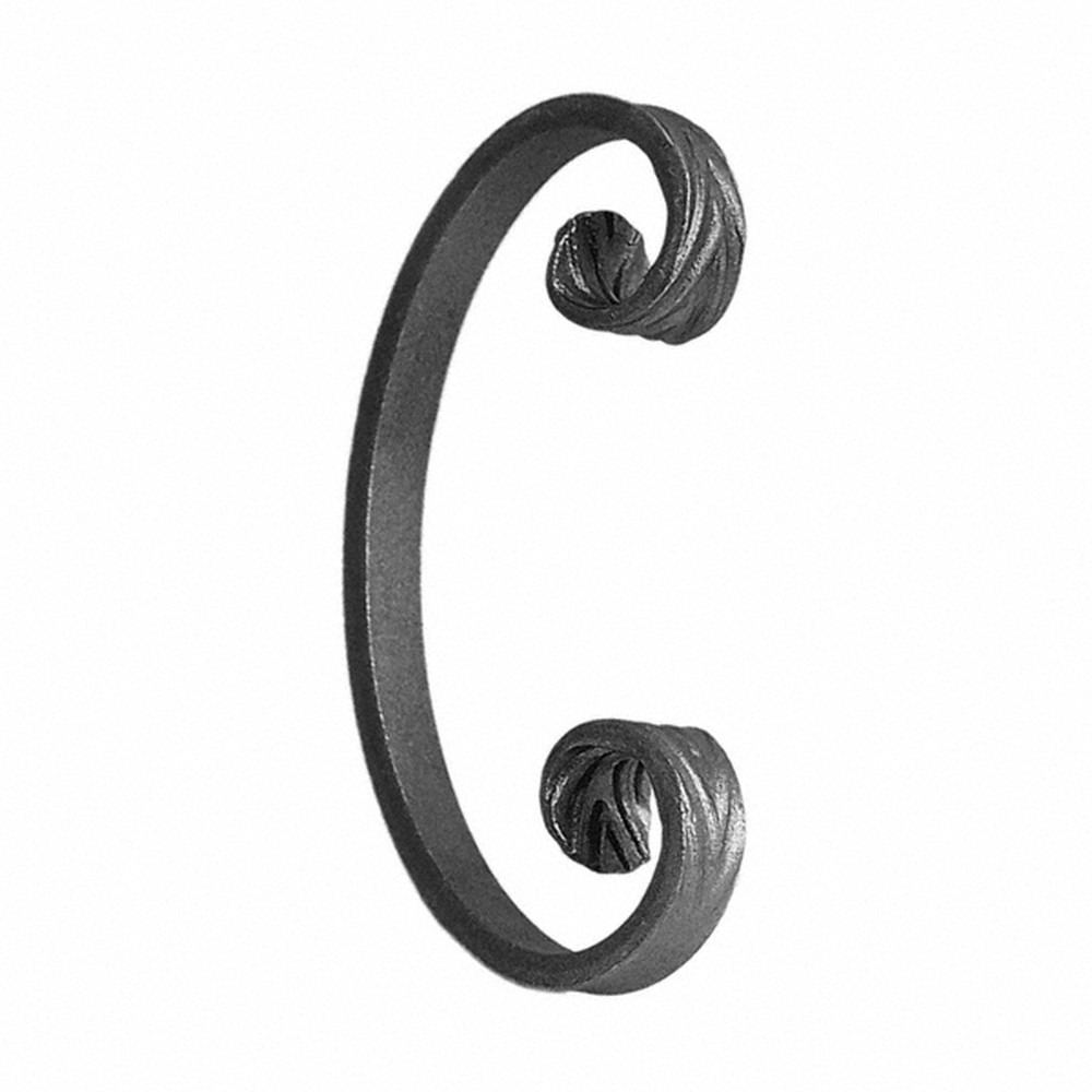 H: 150 x W: 80mm Smooth Steel C Scroll Using 14 x 6mm Flat Bar