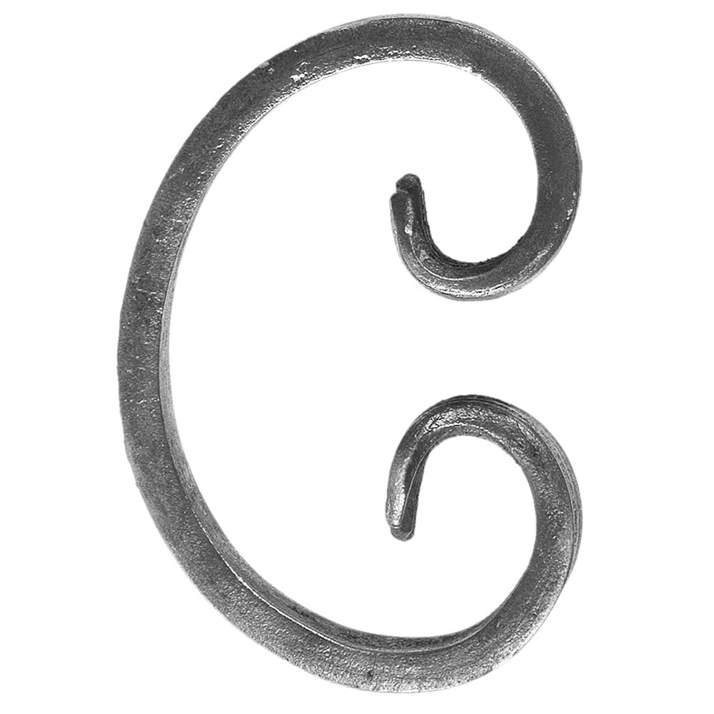 H: 95 x W: 60mm Smooth Steel C Scroll Using 12 x 6mm Flat Bar