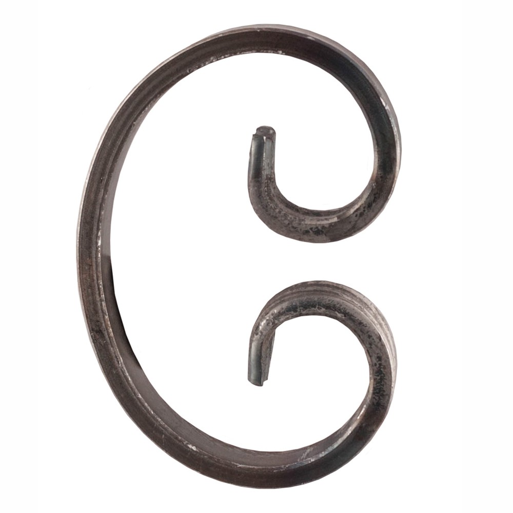 H: 105 x W: 70mm Smooth Steel C Scroll Using 12 x 6mm Flat Bar