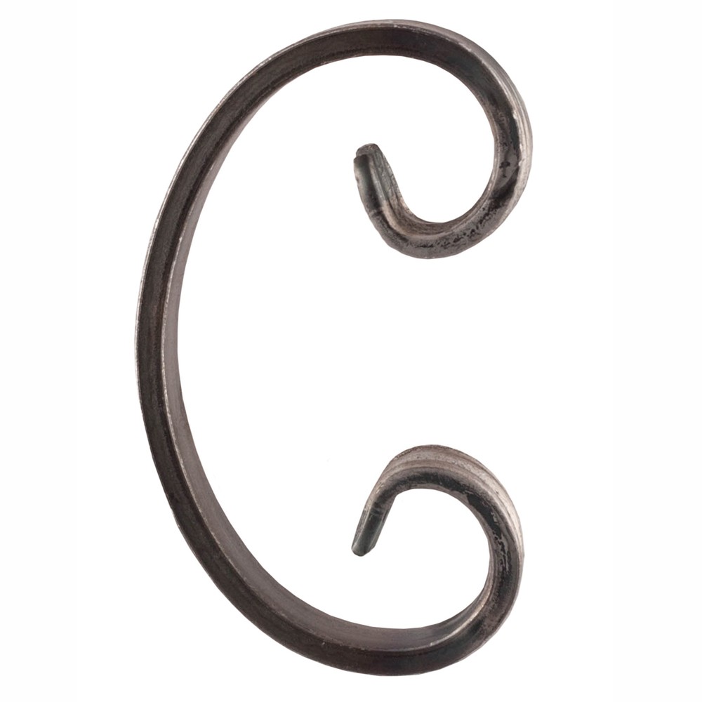 H: 150 x W: 75mm Smooth Steel C Scroll Using 12 x 6mm Flat Bar