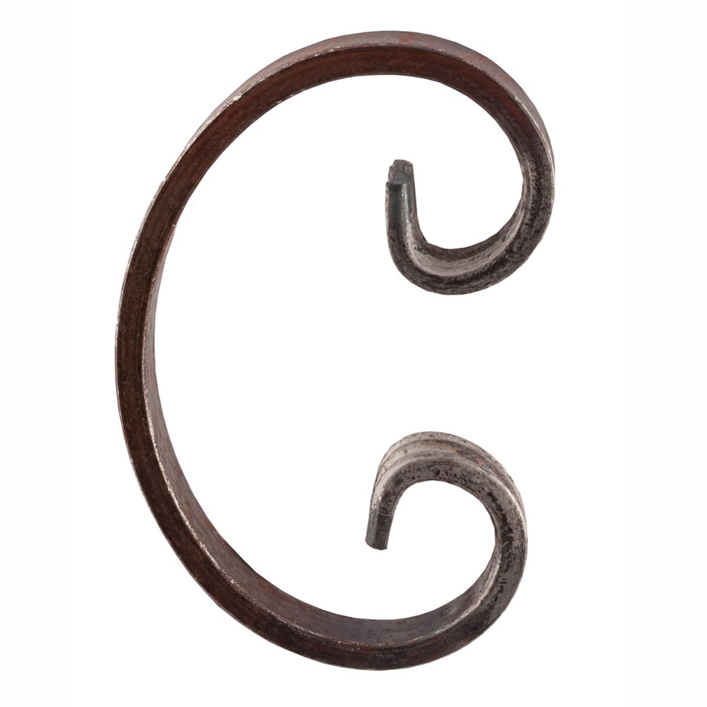 H: 140 x W: 95mm Smooth Steel C Scroll Using 12 x 6mm Flat Bar