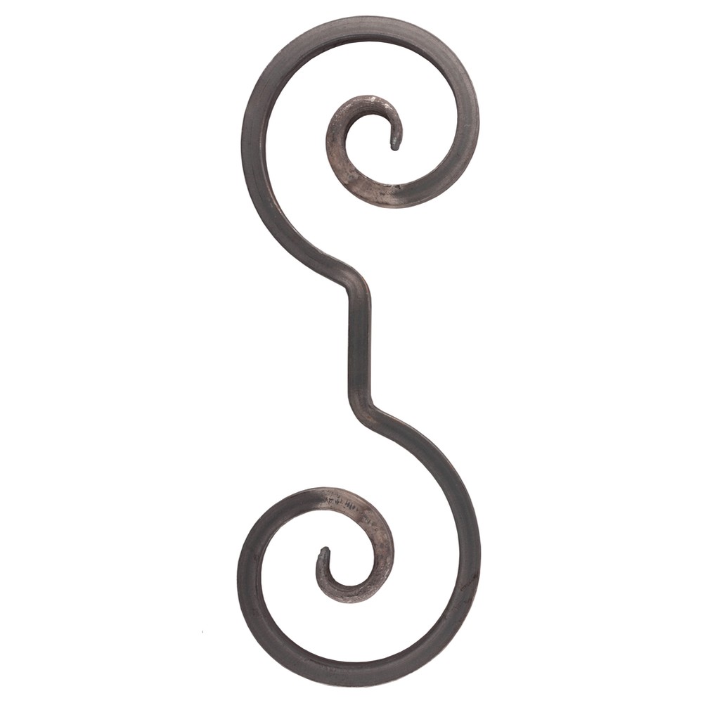 H: 360 x W: 130mm Smooth Steel Decorative Scroll Using 12mm Square Bar