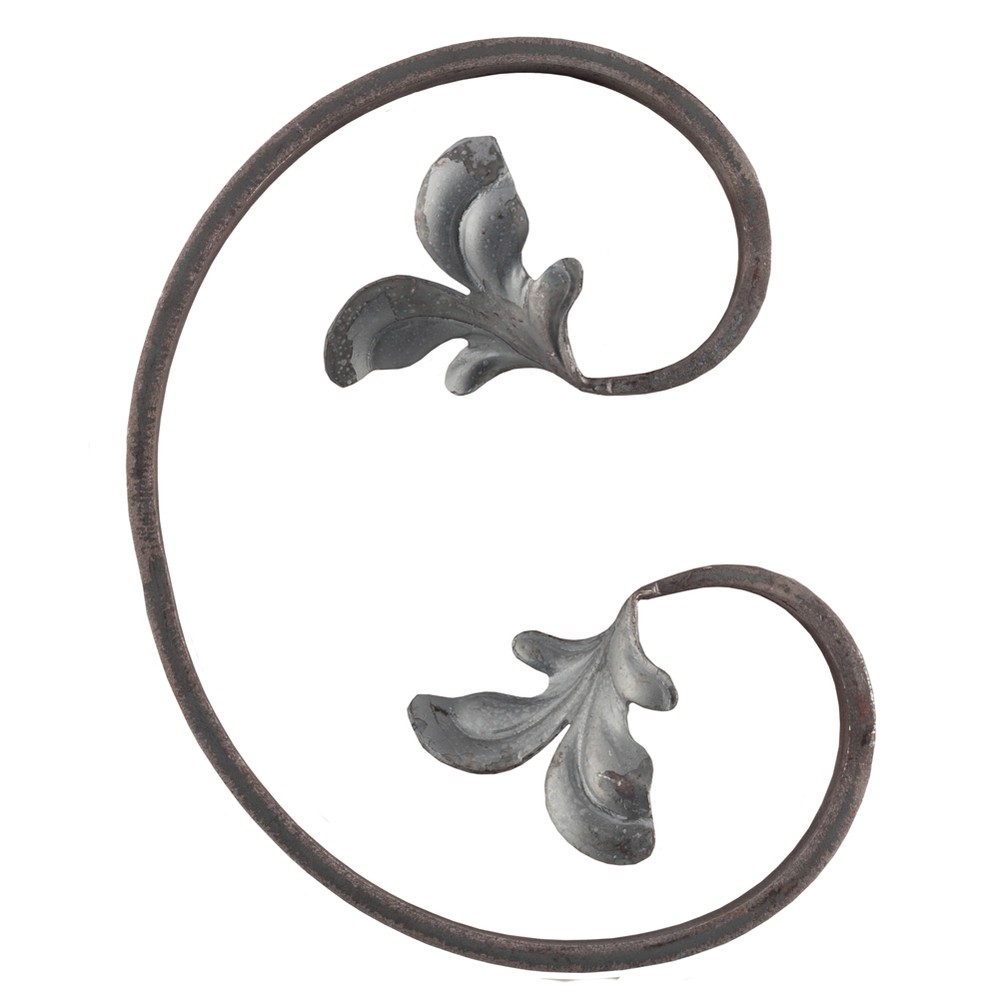 H: 205 x W: 150mm Fluted Steel Scroll With Leaves Using 12 x 6mm Flat Bar