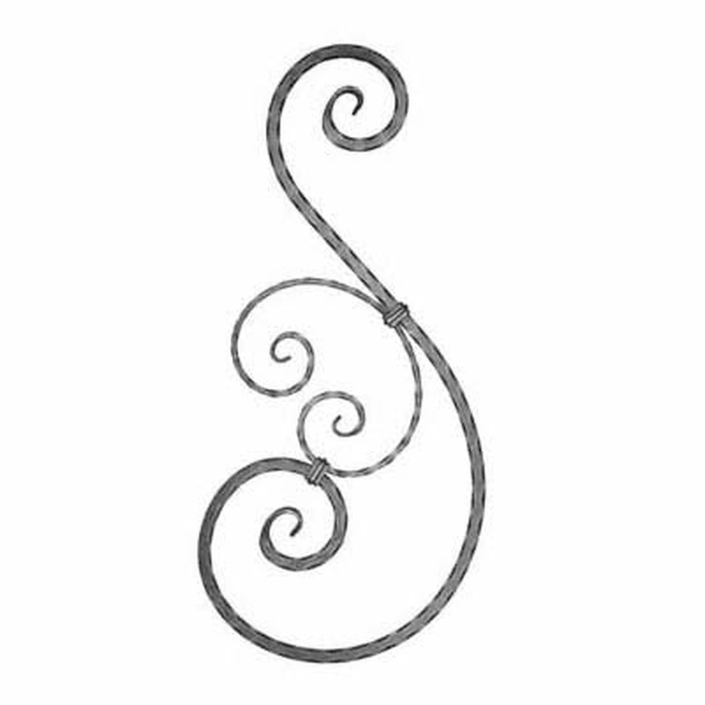 Scroll Unit - H 750 x L 350mm Hammered - 16mm Sq Bar