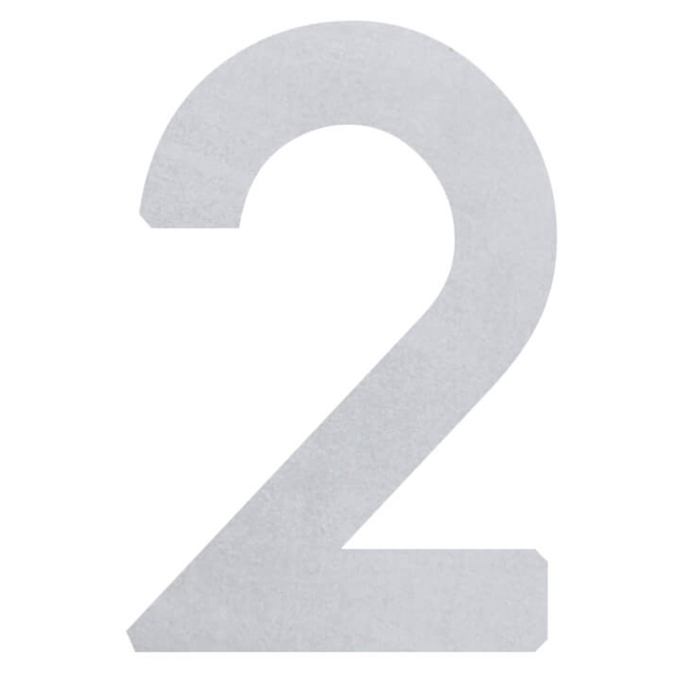 Profiled Number 2 - 304 Stainless Steel Height 100mm - 1.5mm Thick - 3M Sticker