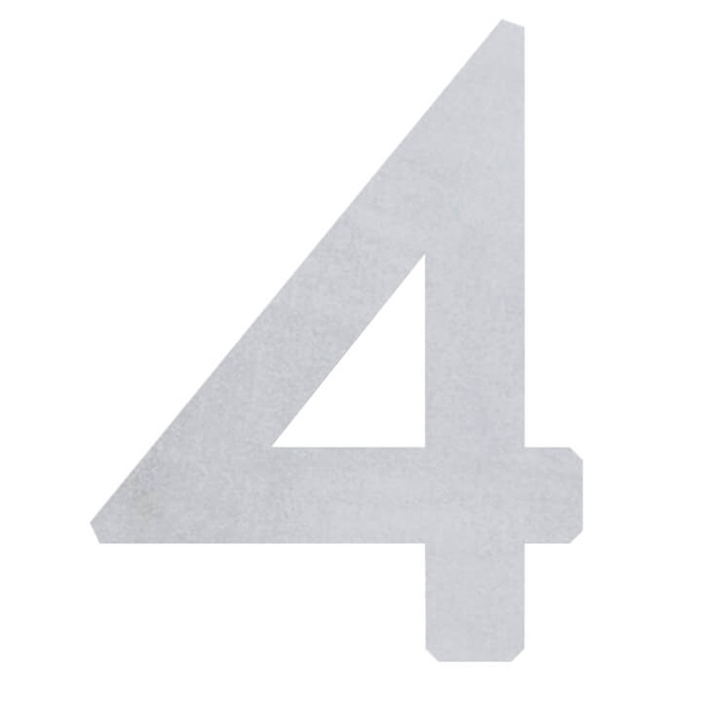 Profiled Number 4 - 304 Stainless Steel Height 100mm - 1.5mm Thick - 3M Sticker
