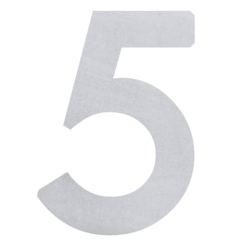 Profiled Number 5 - 304 Stainless Steel Height 100mm - 1.5mm Thick - 3M Sticker