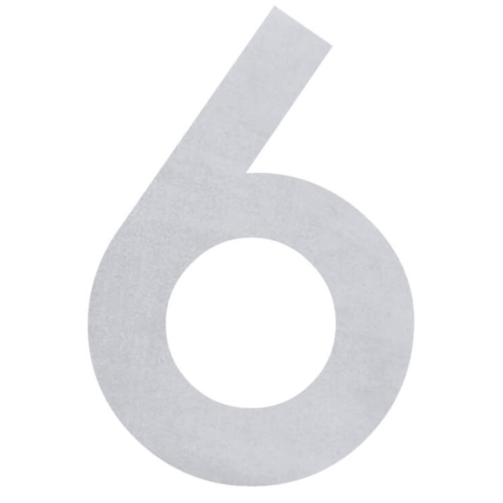 Profiled Number 6 - 304 Stainless Steel Height 100mm - 1.5mm Thick - 3M Sticker