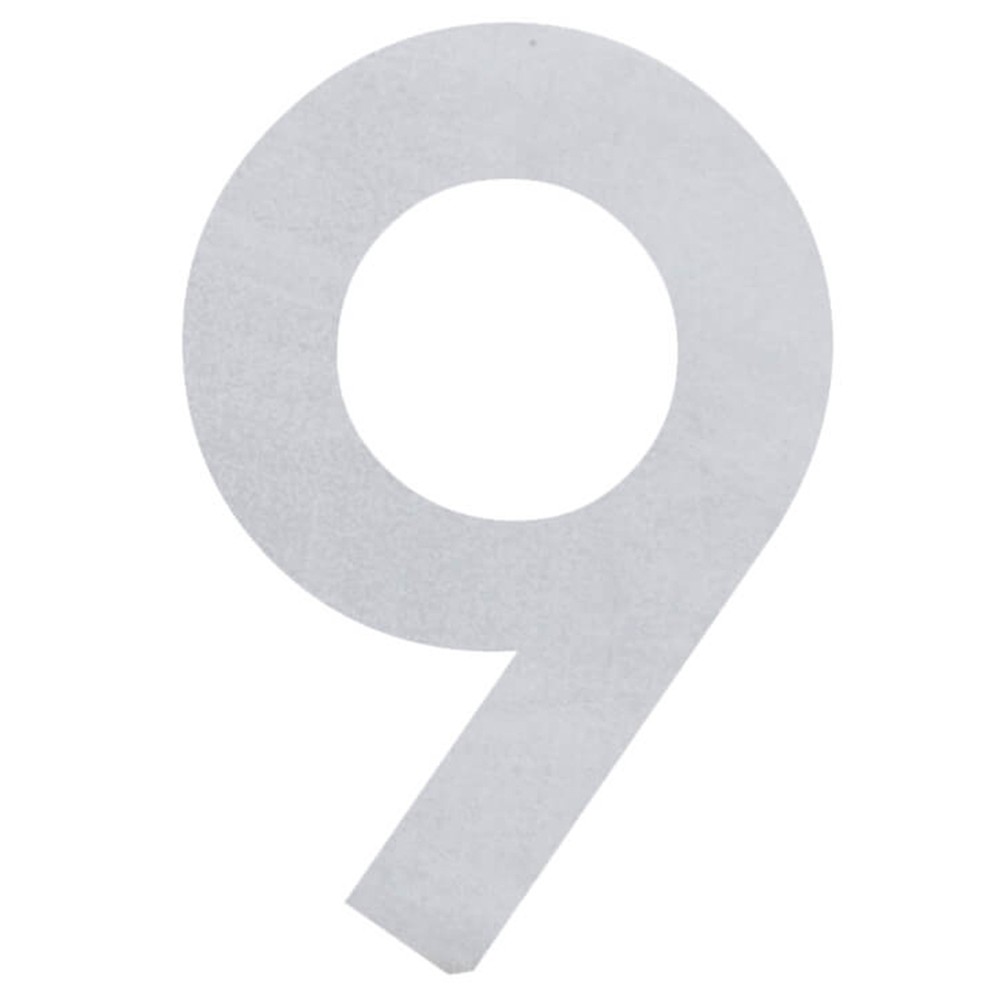 Profiled Number 9 - 304 Stainless Steel Height 100mm - 1.5mm Thick - 3M Sticker