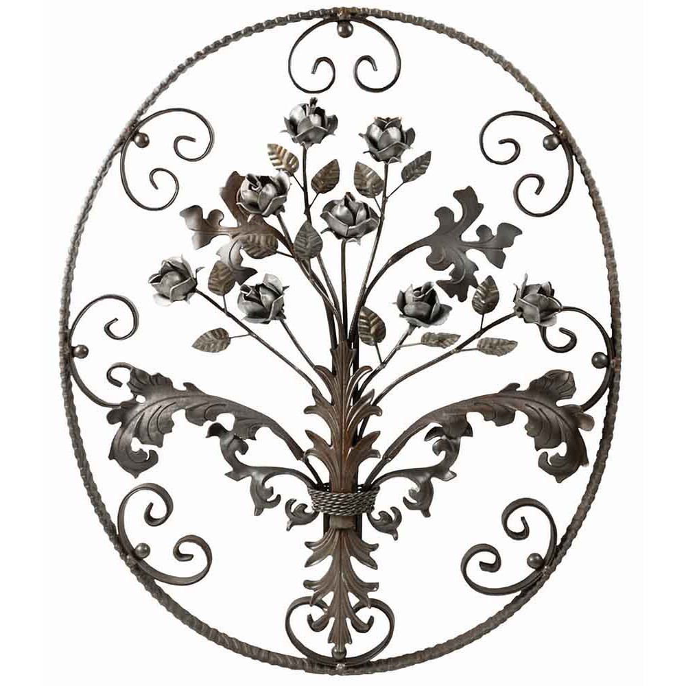 Floral Panel - H 800 x L 660mm Rose Hammered - 12 x 6mm Flat Bar