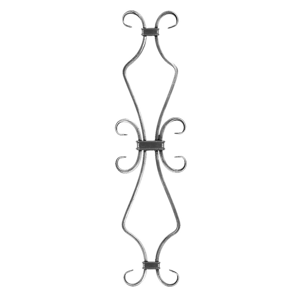 Scroll - H 535xL150 - Smooth 12x6mm Bar Fits Over 12mm Square Bar