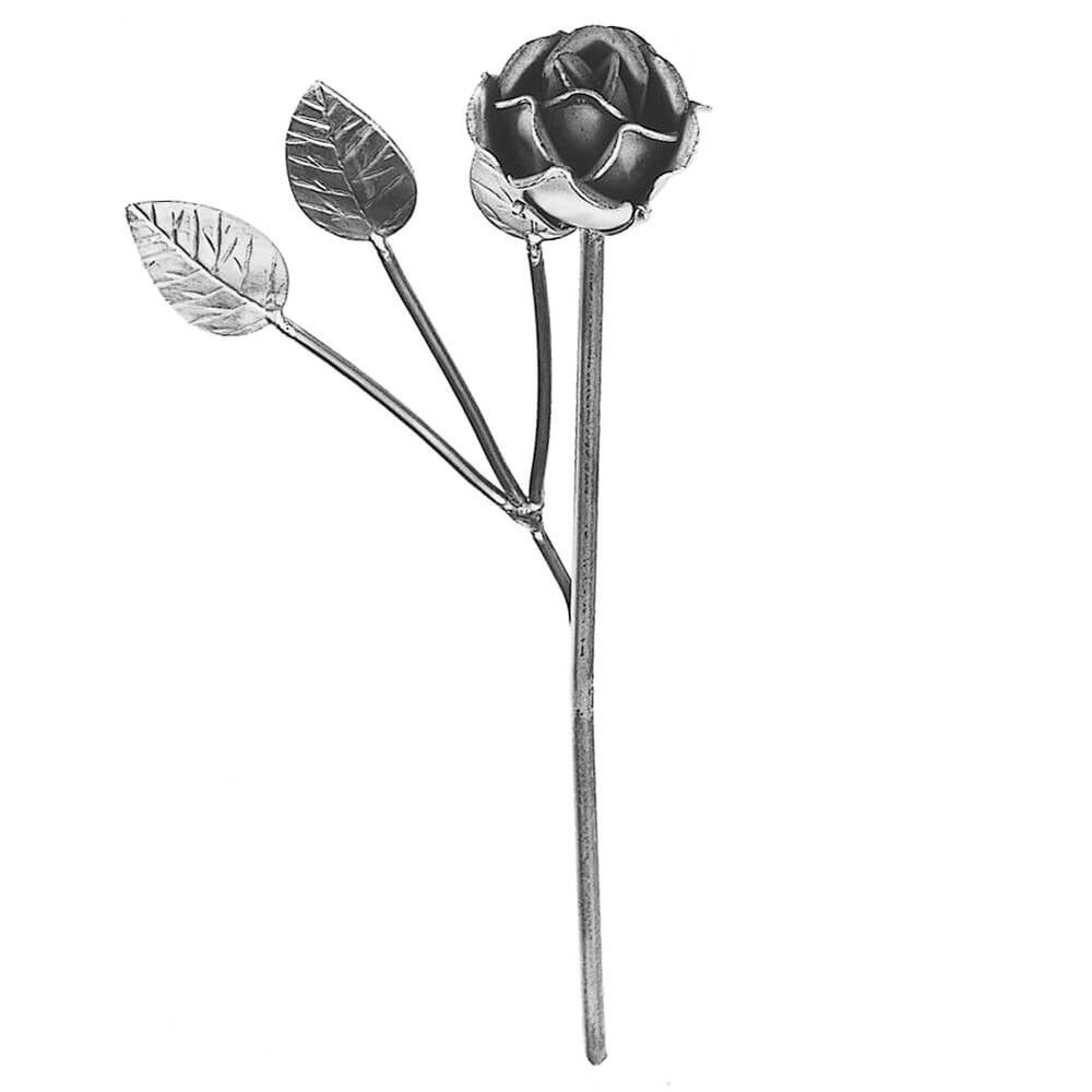 Rose & Leafed Stem - Height 320mm 6mm Diameter Stem