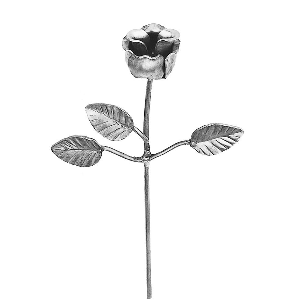 Rose With Leaves - Height 300mm 5mm Diameter Stem