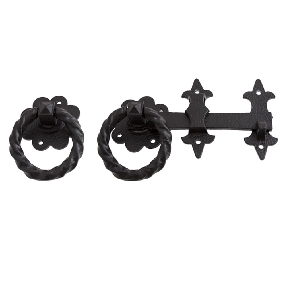 Ring Gate Latch - 200mm Includes Screws - Black Painted