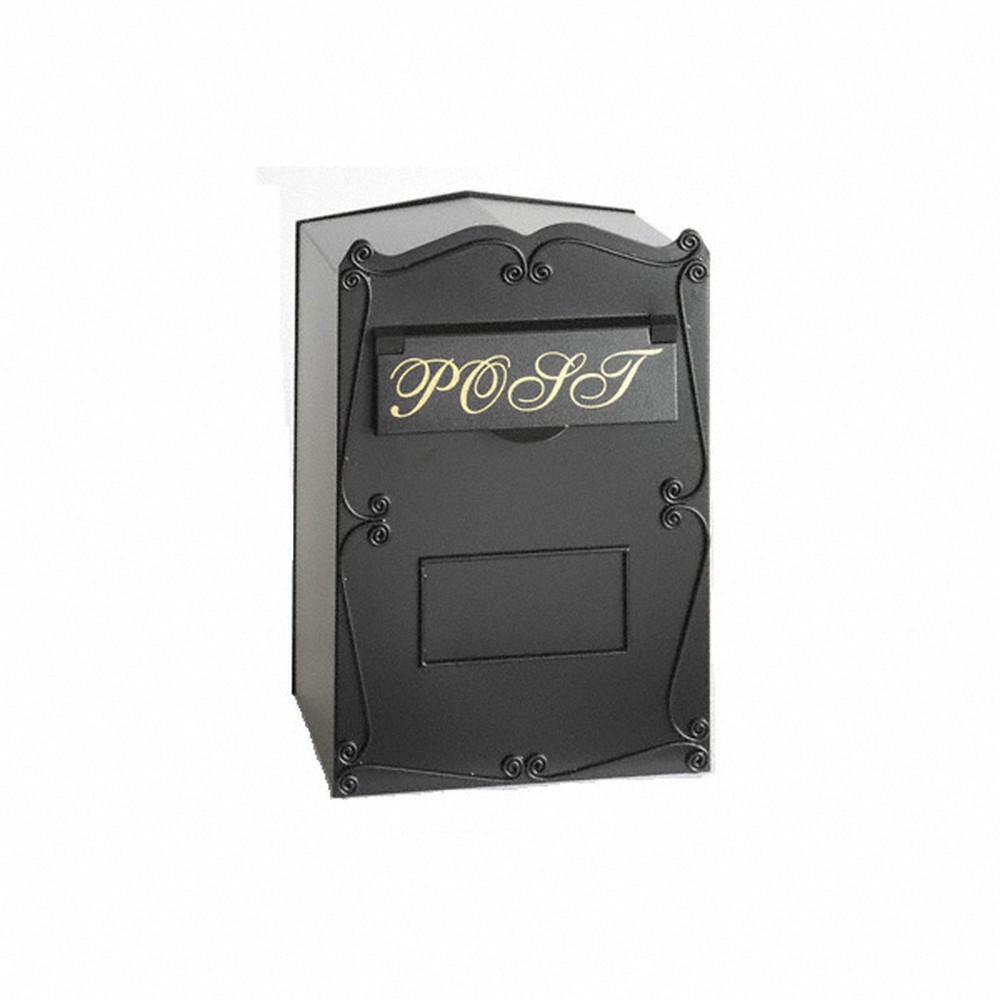 Decorative Mail Box - Black Rear Opening h.420 x w.280 x d.230mm