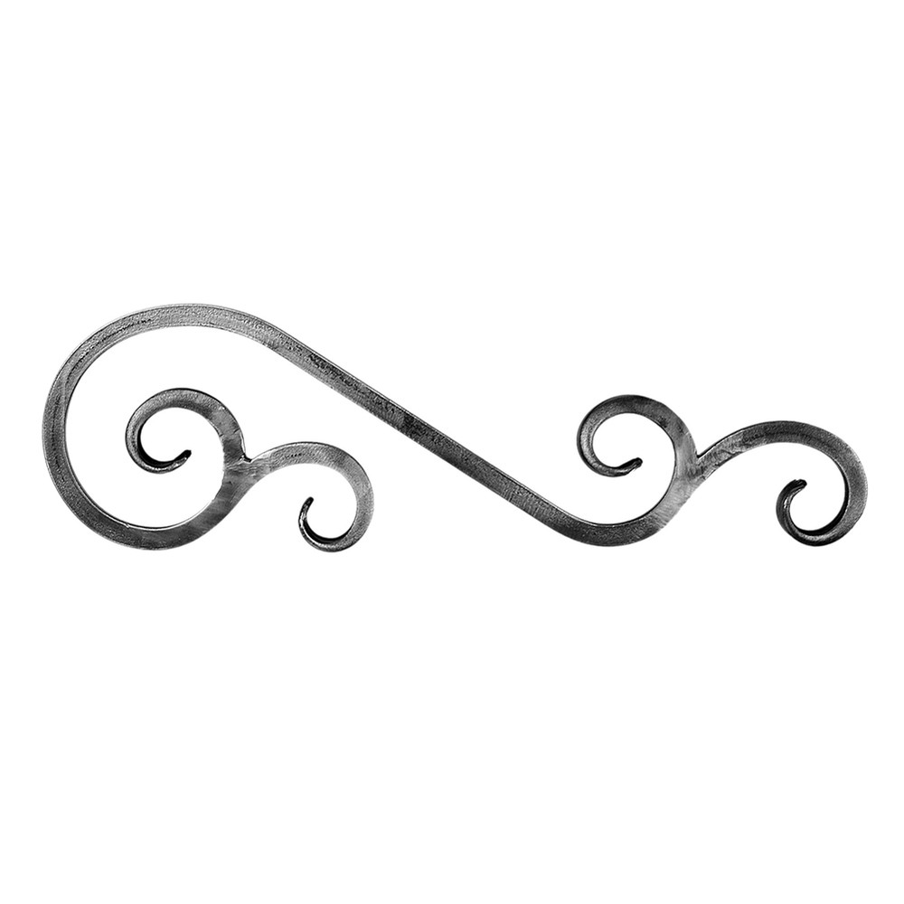 Decorative Scroll - H 150x L 500mm Smooth - 14mm Square Bar