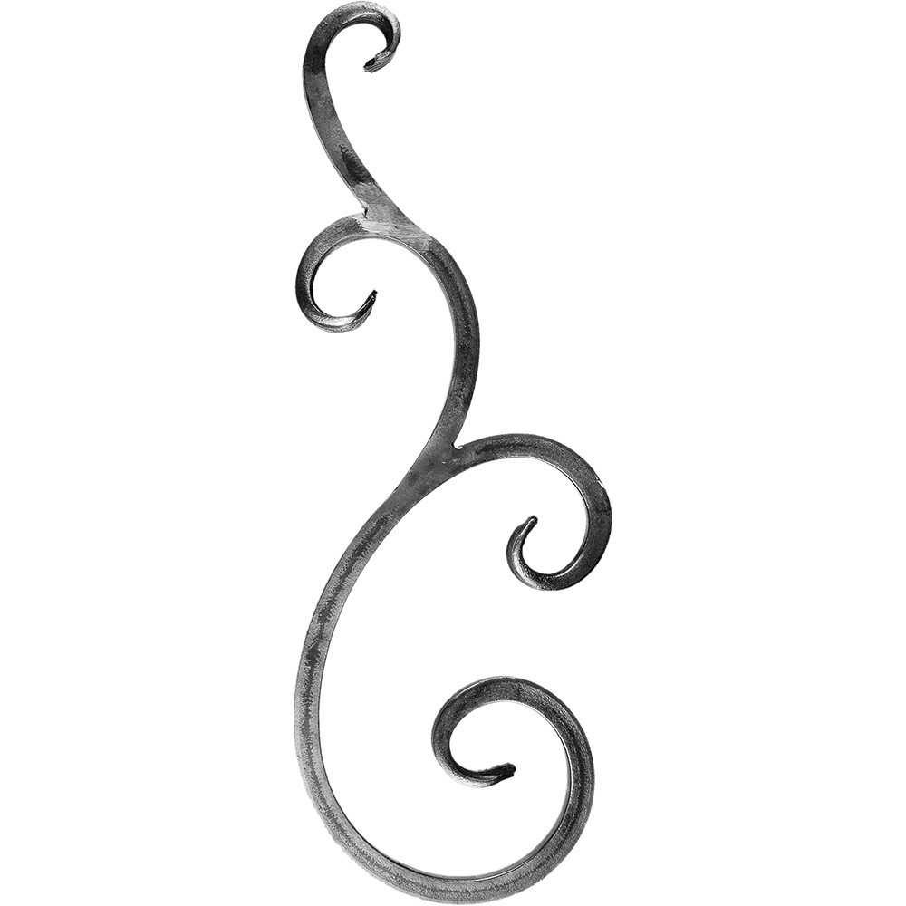 Decorative Scroll - H485 x L 180mm Smooth - 14mm Square Bar