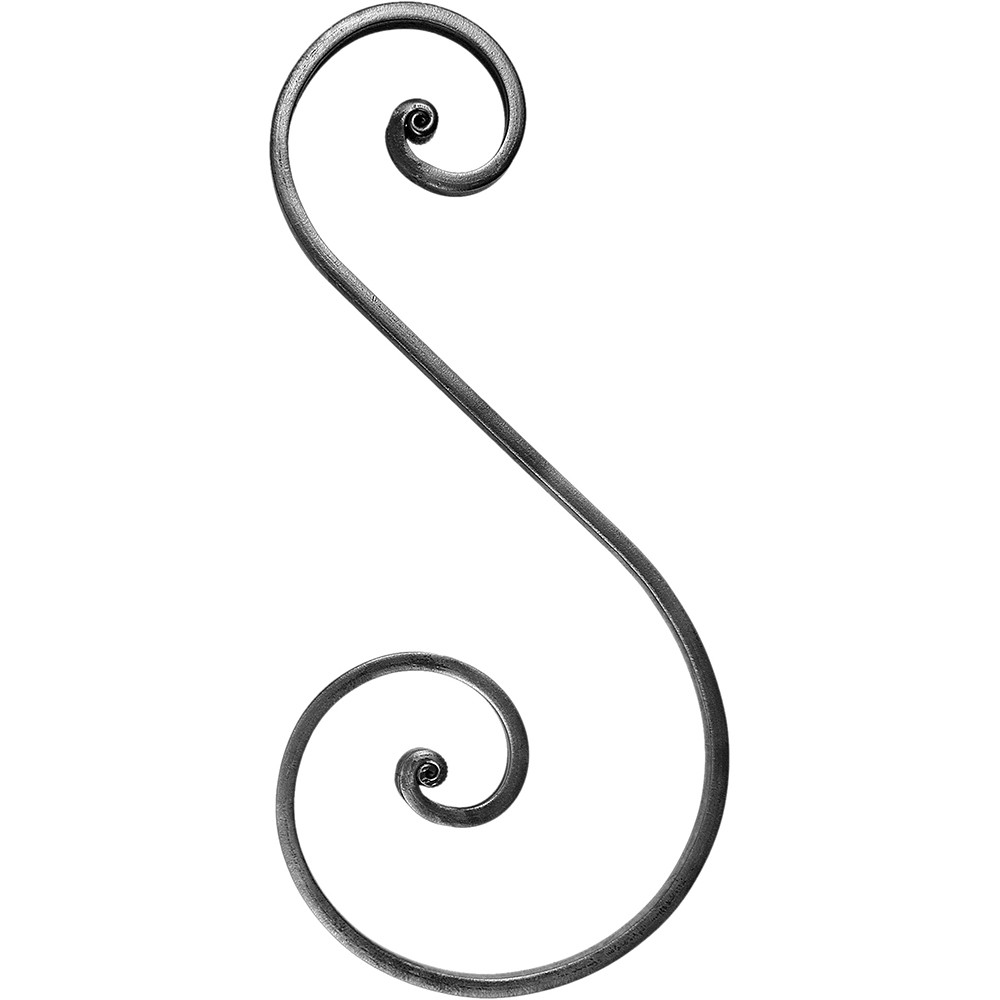 S Scroll Height 400 x Length 180mm Smooth - 16 x 8mm Flat Bar