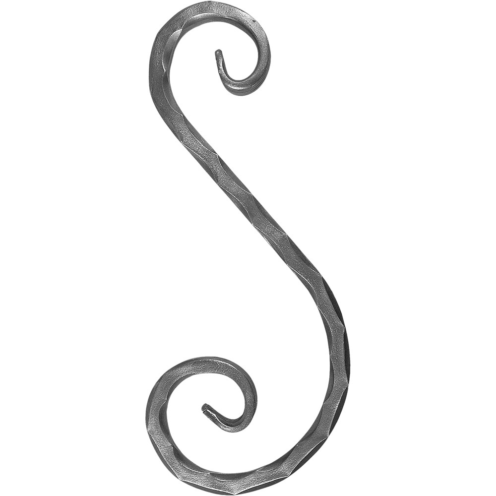 S Scroll - Height 285 x Length 155mm Hammered - 12mm Square Bar