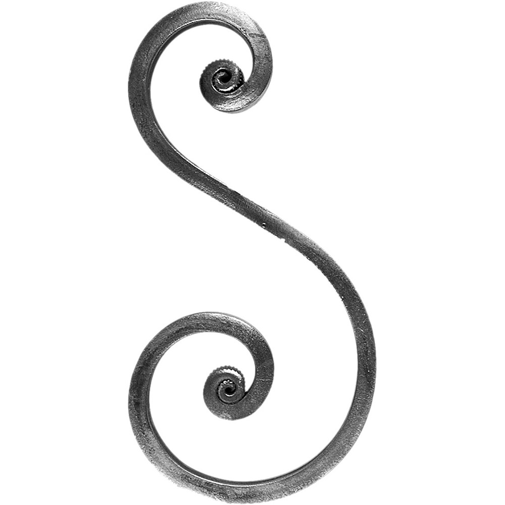S Scroll - Height 200 x Length 100mm Smooth - 16 x 8mm Flat Bar