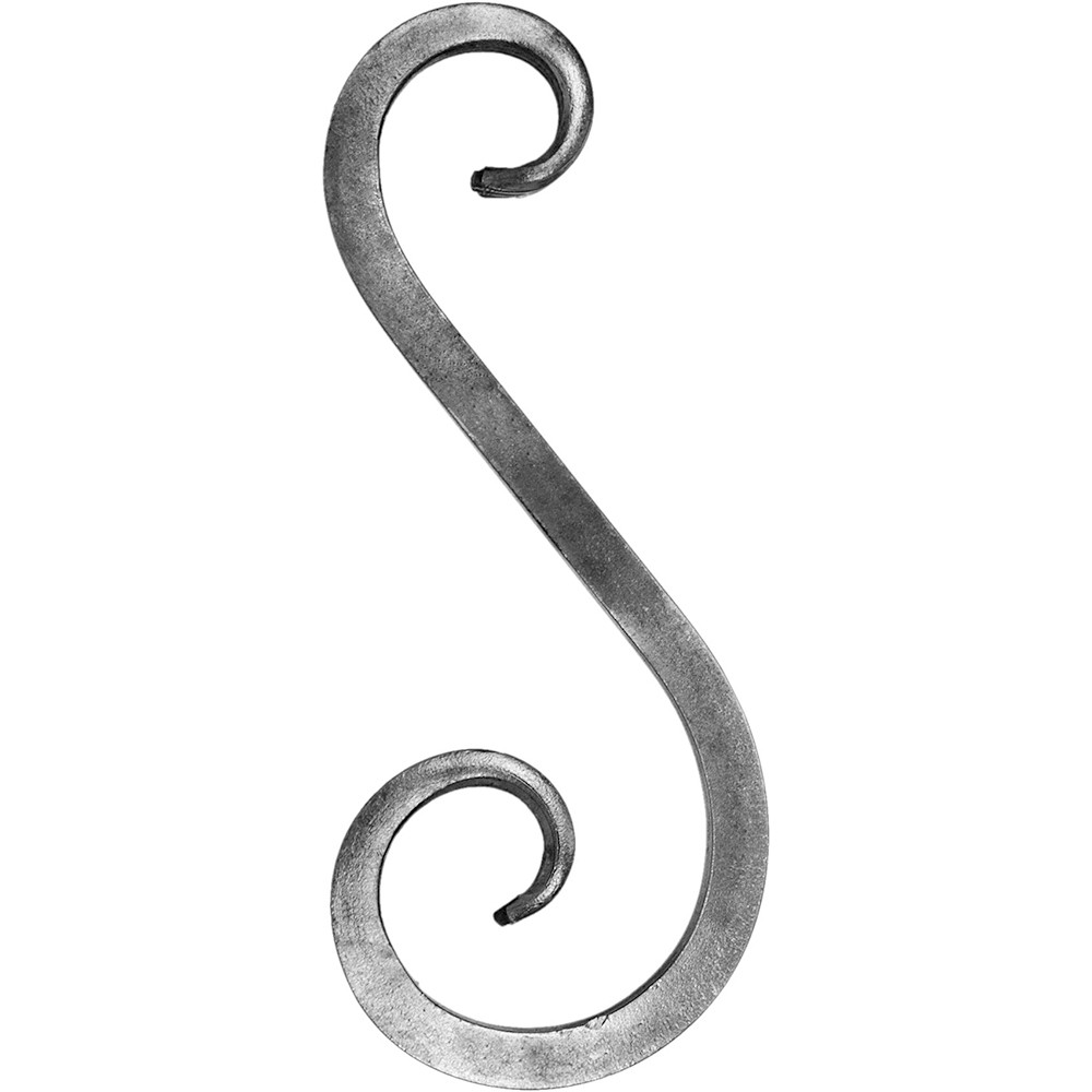 S Scroll - Height 250 x Length 100mm Smooth - 12mm Square Bar