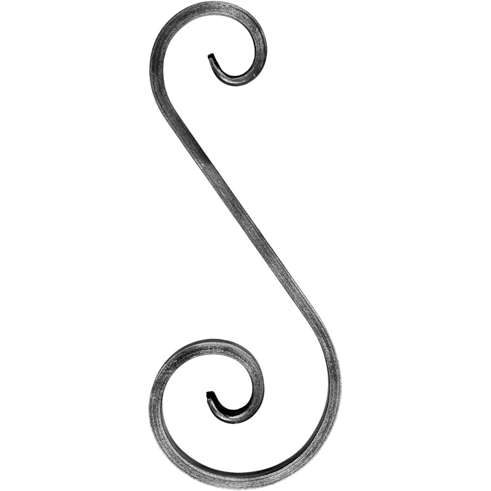 S Scroll - Height 250 x Length 100mm Smooth - 16 x 8mm Flat Bar