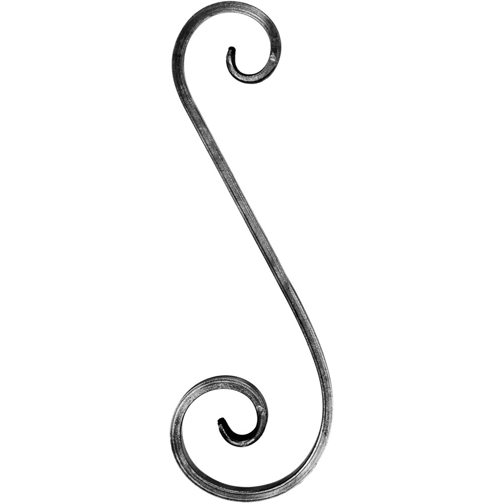 S Scroll - Height 300 x Length 100mm Smooth - 12 x 6mm Flat Bar