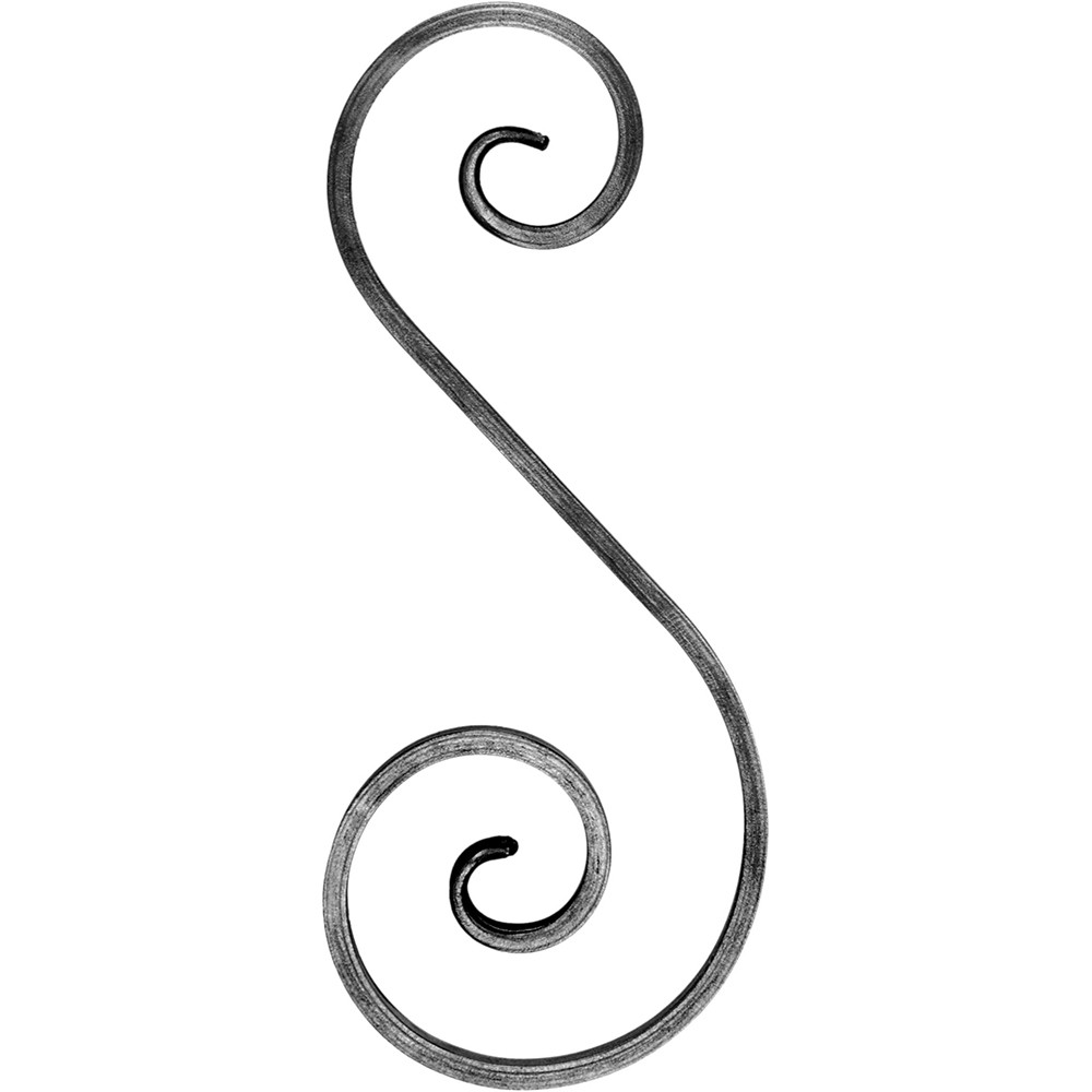 S Scroll - Height 300 x Length 125mm Smooth - 12 x 6mm Flat Bar