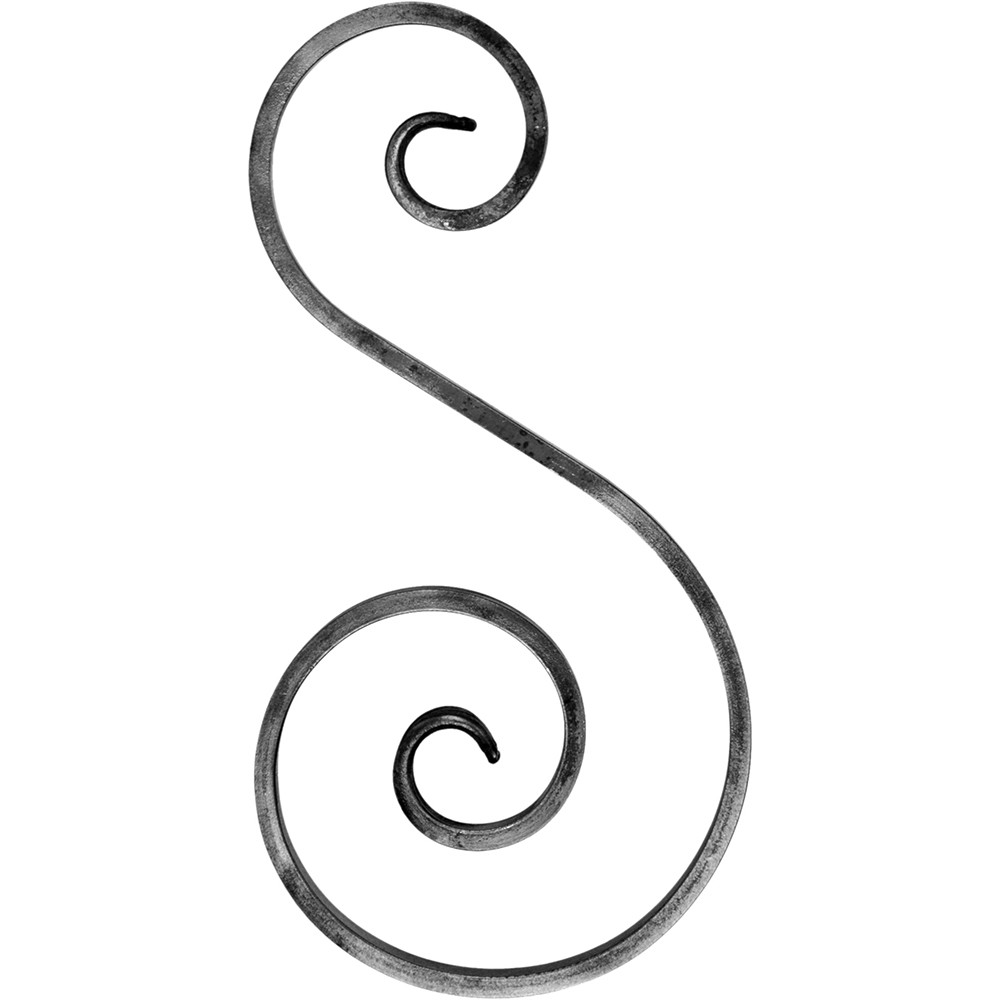 S Scroll - Height 300 x Length 150mm Smooth - 12 x 6mm Flat Bar