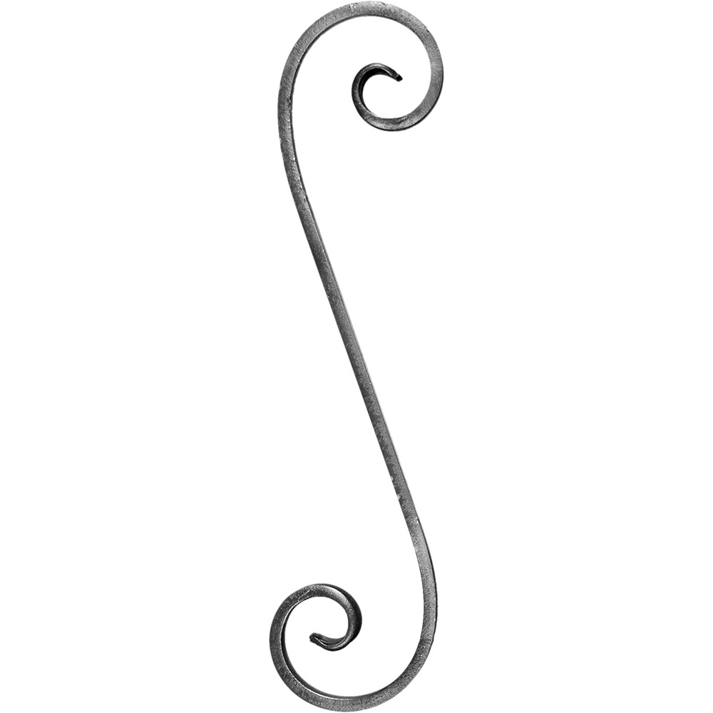 S Scroll - Height 425 x Length 100mm Smooth - 16 x 8mm Flat Bar