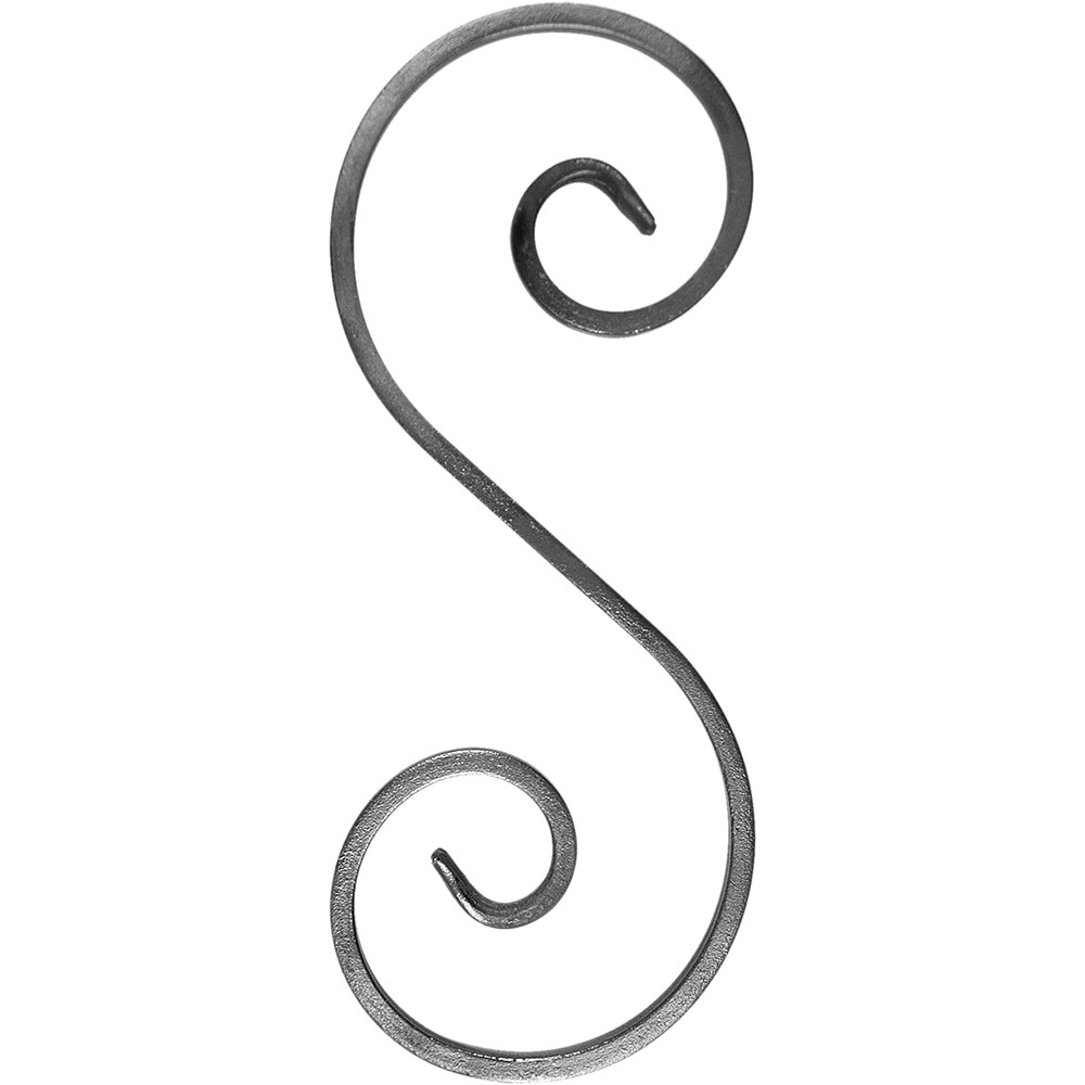 S Scroll - Height 250 x Length 100mm Smooth - 12 x 6mm Flat Bar