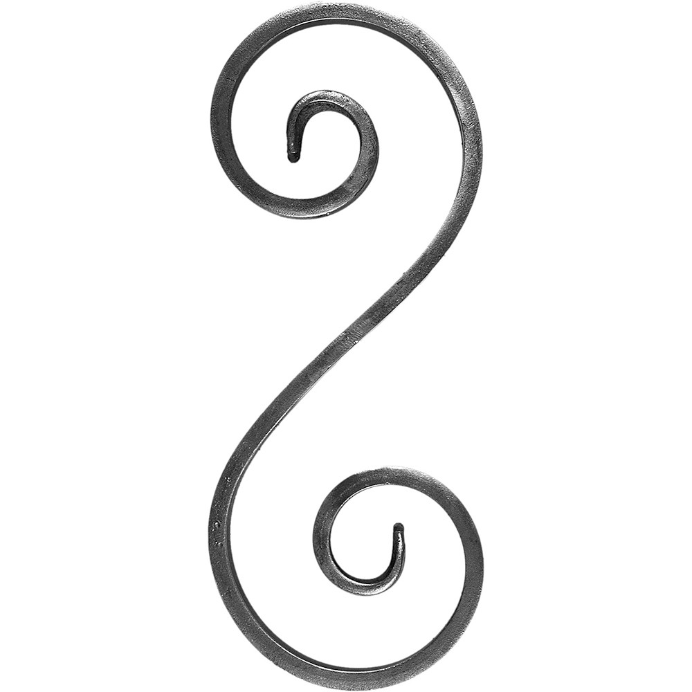 S Scroll - Height 250 x Length 100mm Smooth - 20 x 8mm Flat Bar