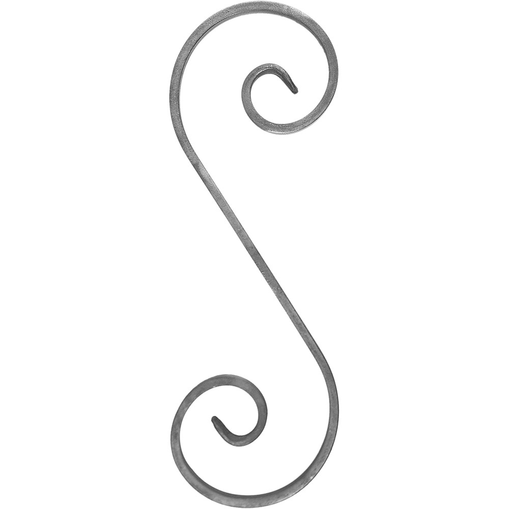 S Scroll - Height 300 x Length 100mm Smooth - 16 x 8mm Flat Bar