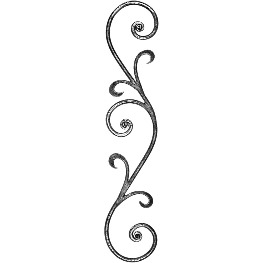 Decorative Scroll - H 650 x W 130mm Smooth - 12mm Round Bar