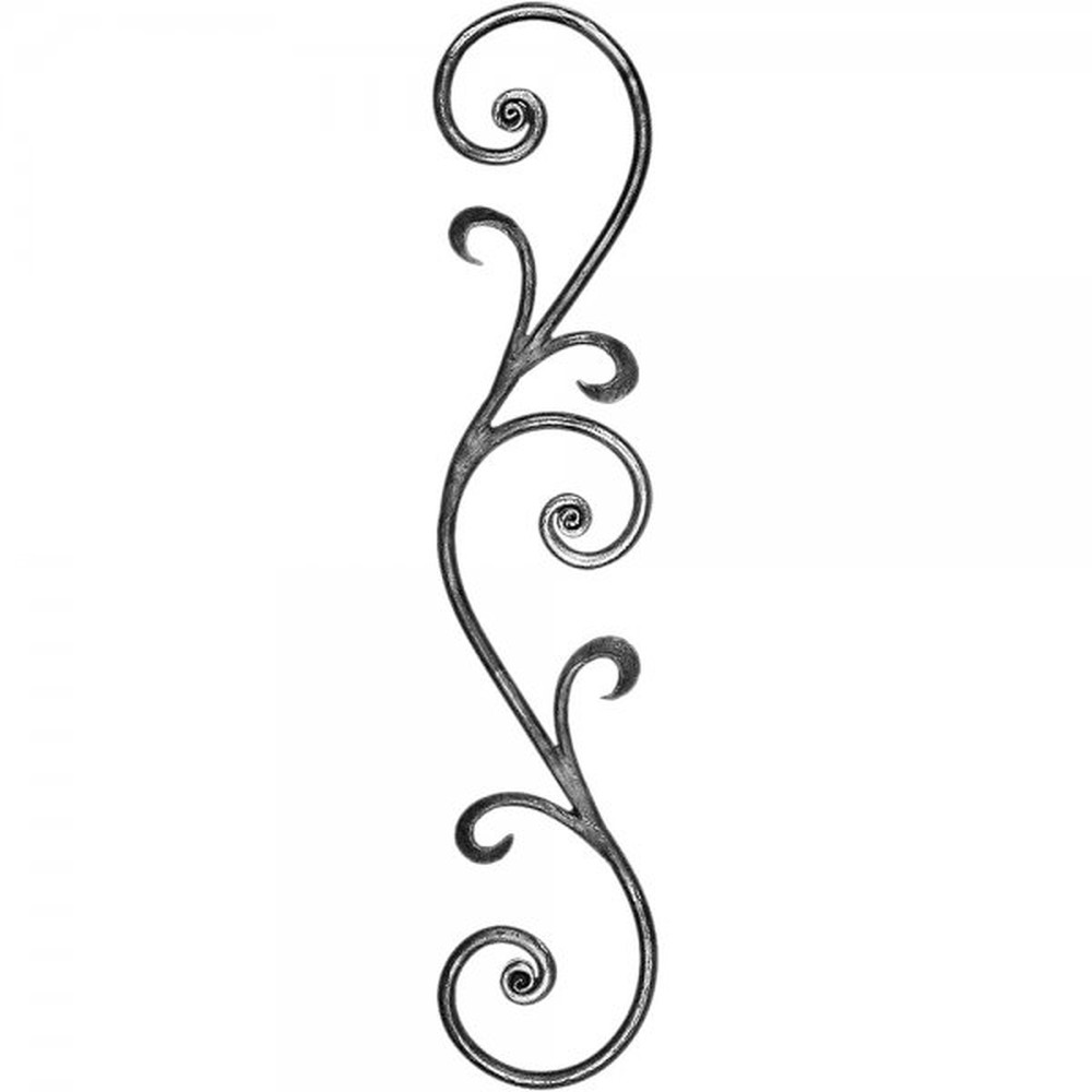 Decorative Scroll - H 650 x W 130mm Smooth - 12mm Round Bar