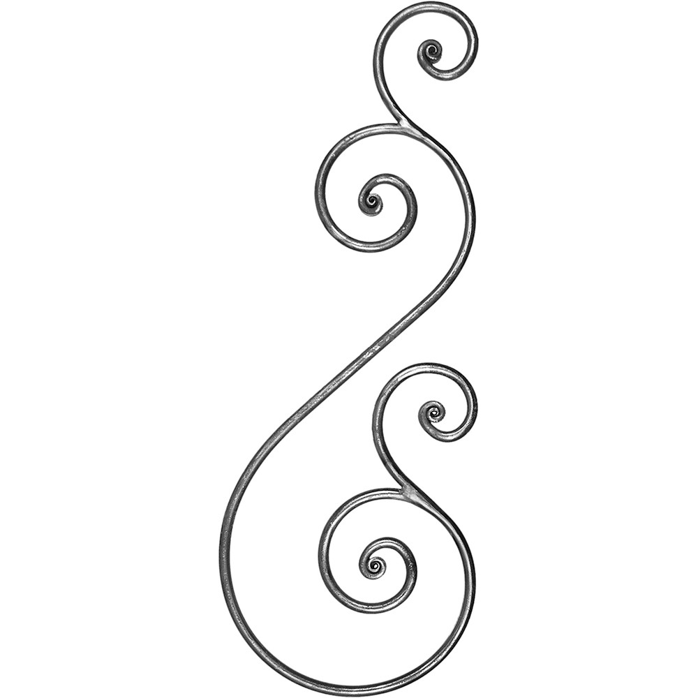 Decorative Scroll - H 660 x W 250mm Smooth - 12mm Round Bar
