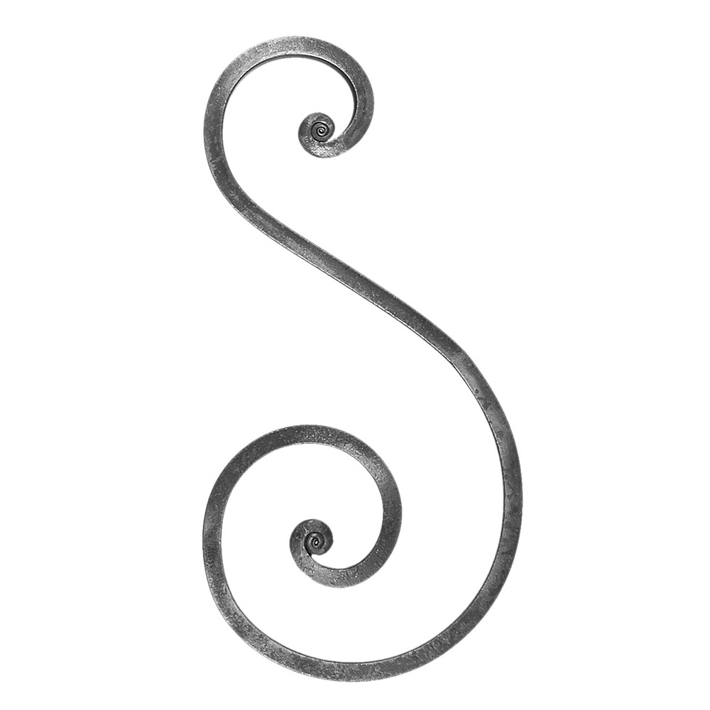 S Scroll - Height 500 x Length 250mm Smooth - 16mm Square Bar