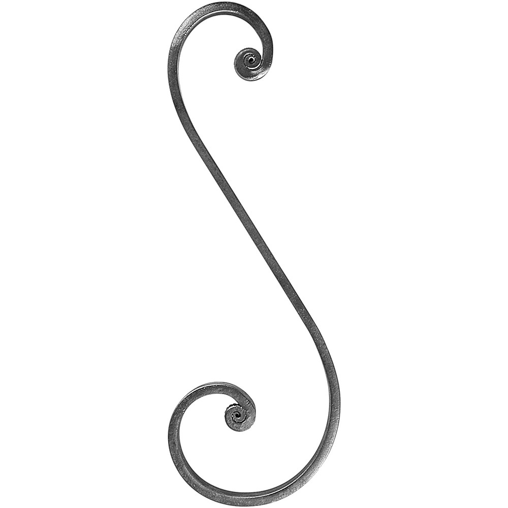 S Scroll - Height 300 x Length 100mm Smooth - 12 x 6mm Flat Bar