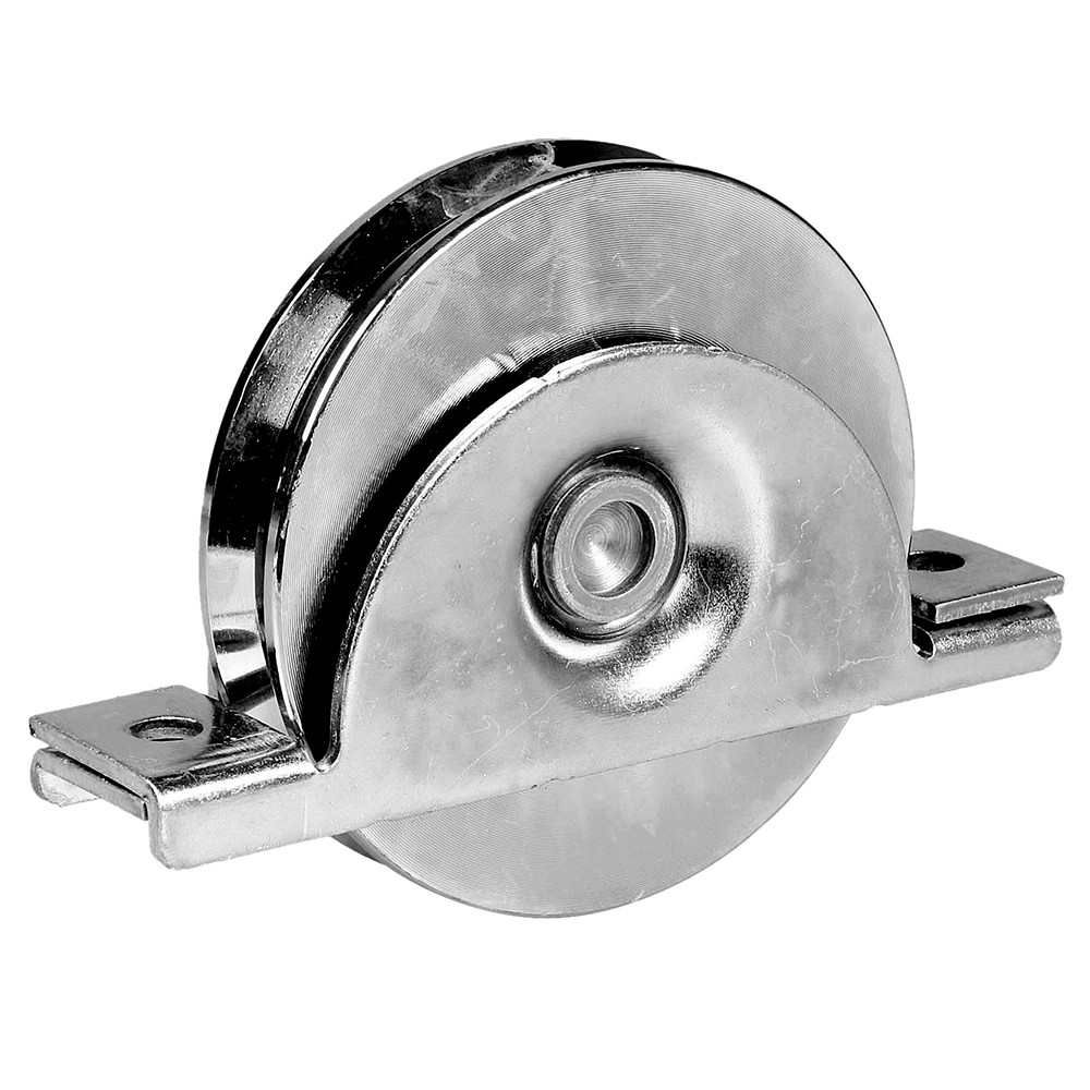 20mm Round Groove Wheel 80mm With Support - Maximum Gate Weight 250kgs
