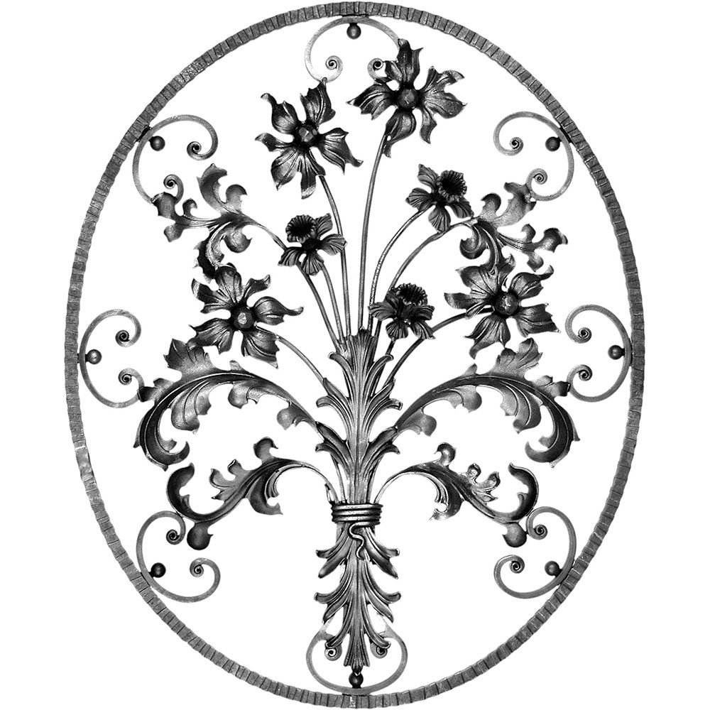 Floral Panel Unit - H 800 x L 660mm Hammered - 16 x 8mm Flat Bar Frame
