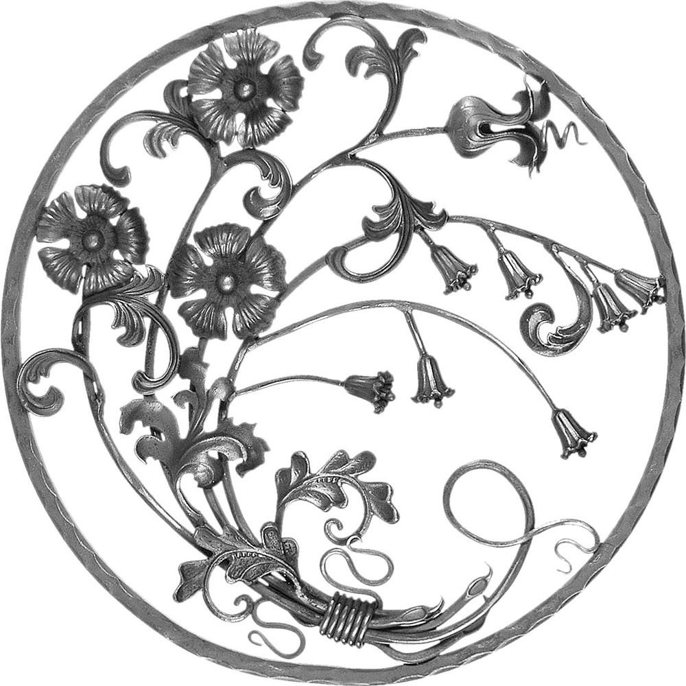 Floral Panel Unit - H 600 x L 600mm Hammered - 16mm Square Bar Frame